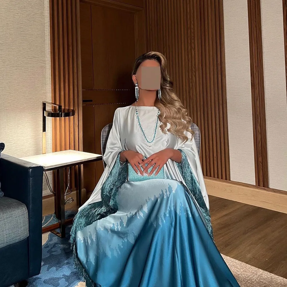 Градиентное искусственное мусульманское скромное платье с кисточками женское