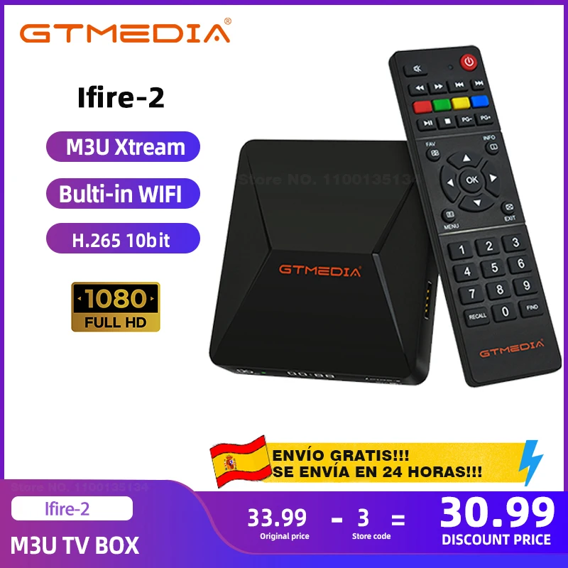 ТВ-приставка GTMEDIA Ifire 2 M3U 1080p HD H.265 10 бит Wi-Fi Ethernet MPEG 4 Xtream |