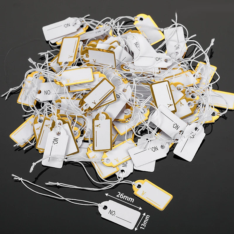 

100 шт. бумажные прямоугольные пустые этикетки со шнурком для часов «сделай сам», браслеты, ожерелья, серьги, ювелирные изделия, ценники, карты