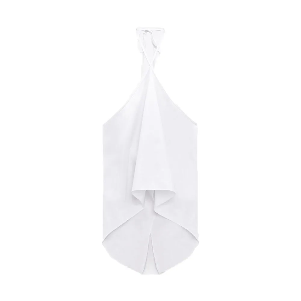

Zach AiIsa High Quality Summer New Women's Fashion Sexy Halter Neck Backless Draped Windbreaker Fabric Temperament Slim Tops
