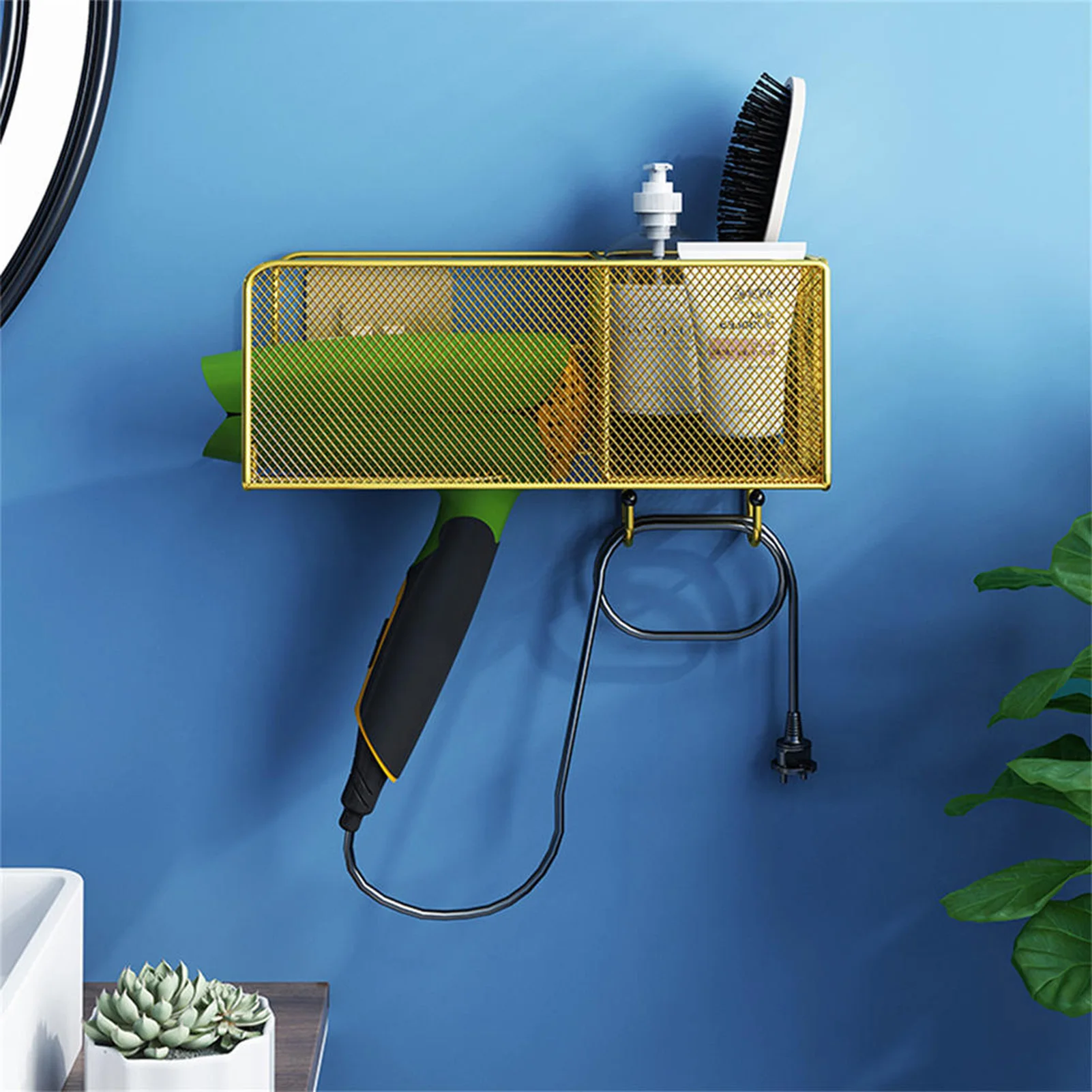 

Держатель-органайзер для сушки волос, для ванной