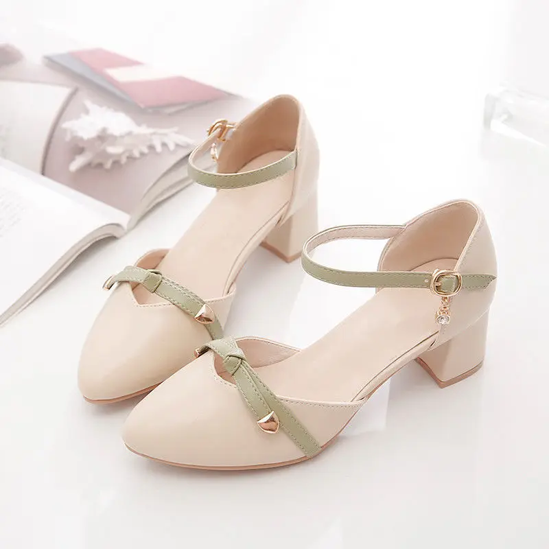 

Sandals women's 2022 new style with wild thick heel buckle fairy wind high heels Baotou shoes women's tide