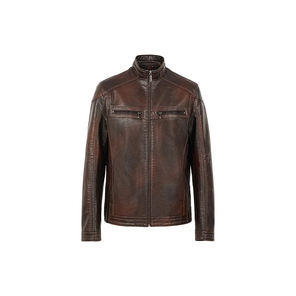 Куртка мужская демисезонная кожаная тонкая модная повседневная одежда верхняя