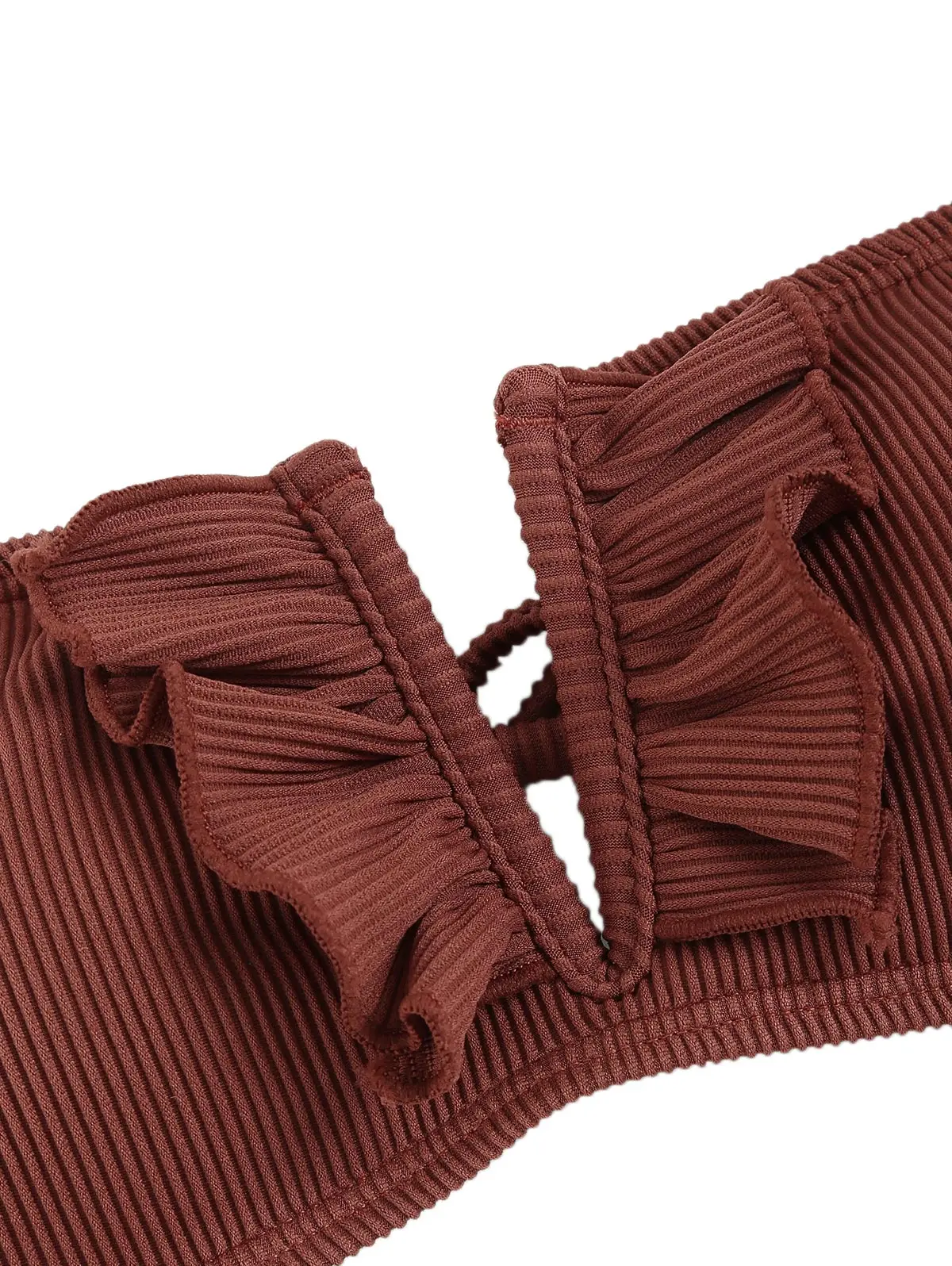 ZAFUL женский комплект бикини-бандо с v-образным вырезом и высокими штанинами