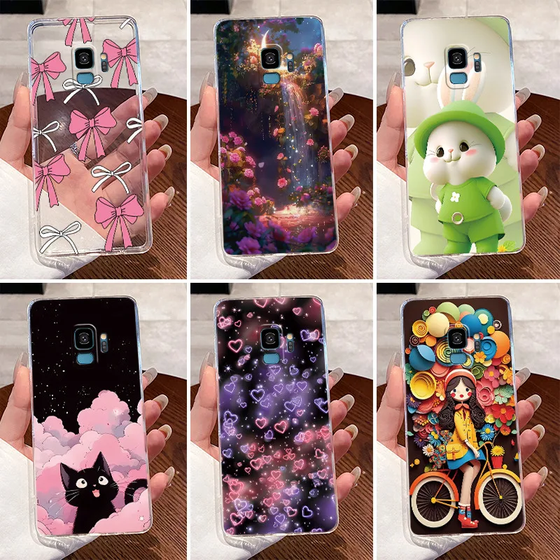 Фото Чехол для Samsung s9 Clear Luxury Cute Love Rabbit Funny TPU Мягкая силиконовая задняя крышка Samsung S9+ / S9 Plus Защитный чехол для телефона №1