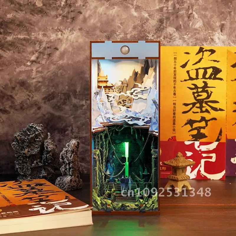 DIY книжный уголок вставка наборы полок деревянный миниатюрный строительный