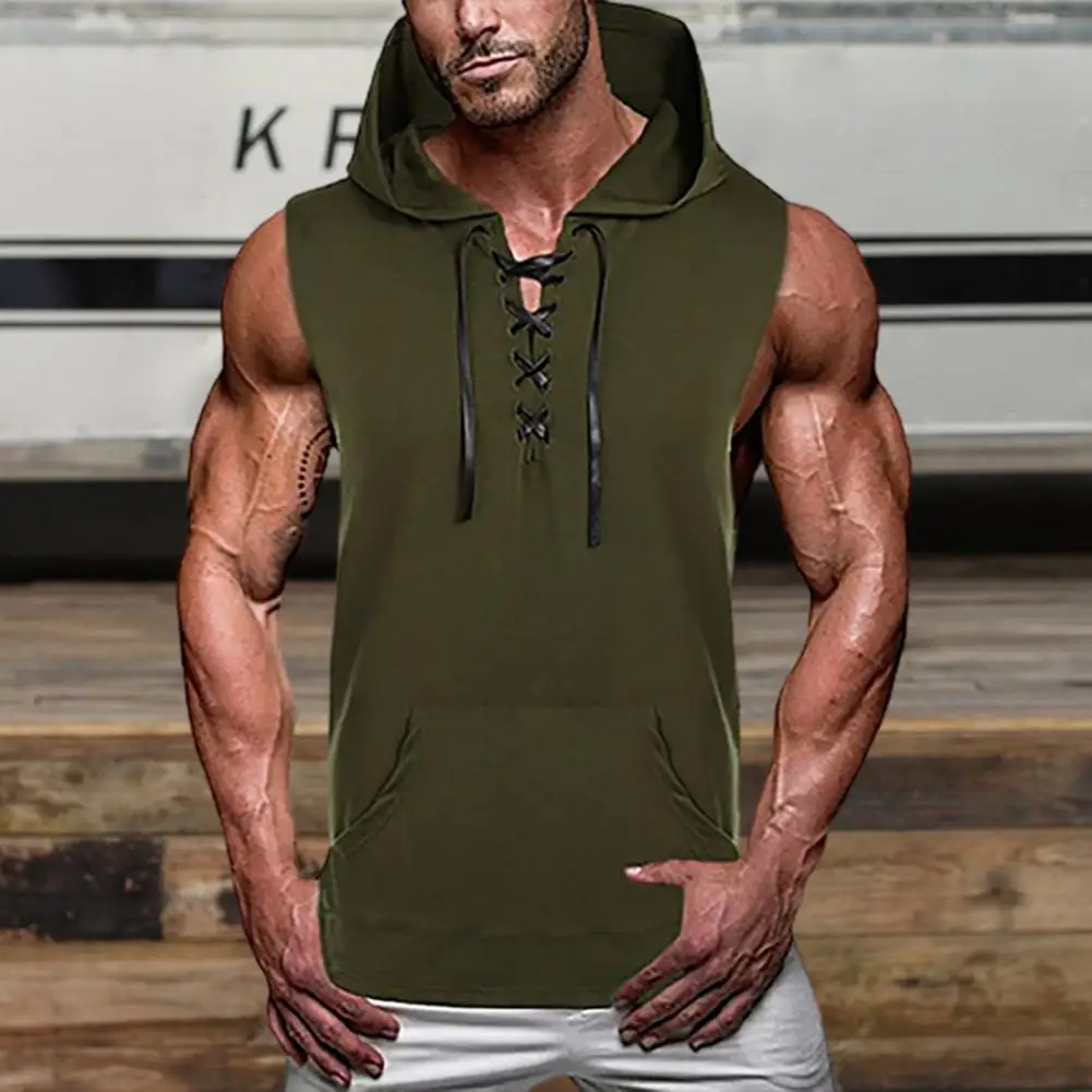 

Fashion Hoodie Vest 3D Cutting Sweatshirt Vest Sleeveless Men Workout Gym Tank Top Vest Moisture Wicking