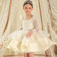 evening sequin dresses for little girls 3 to 12 14 years formal pageant birthday party gowns child fluffy frock pink beige dress