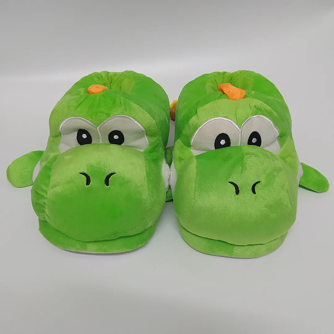Зимние плюшевые хлопковые тапочки Yoshi Dinosaur Anime Cosplay Мультяшные графические для