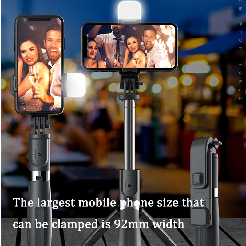 ylw wireless bluetooth handheld gimbal stabilizer mobile phone selfie stick tripod with fill light shutter for ios android free global shipping