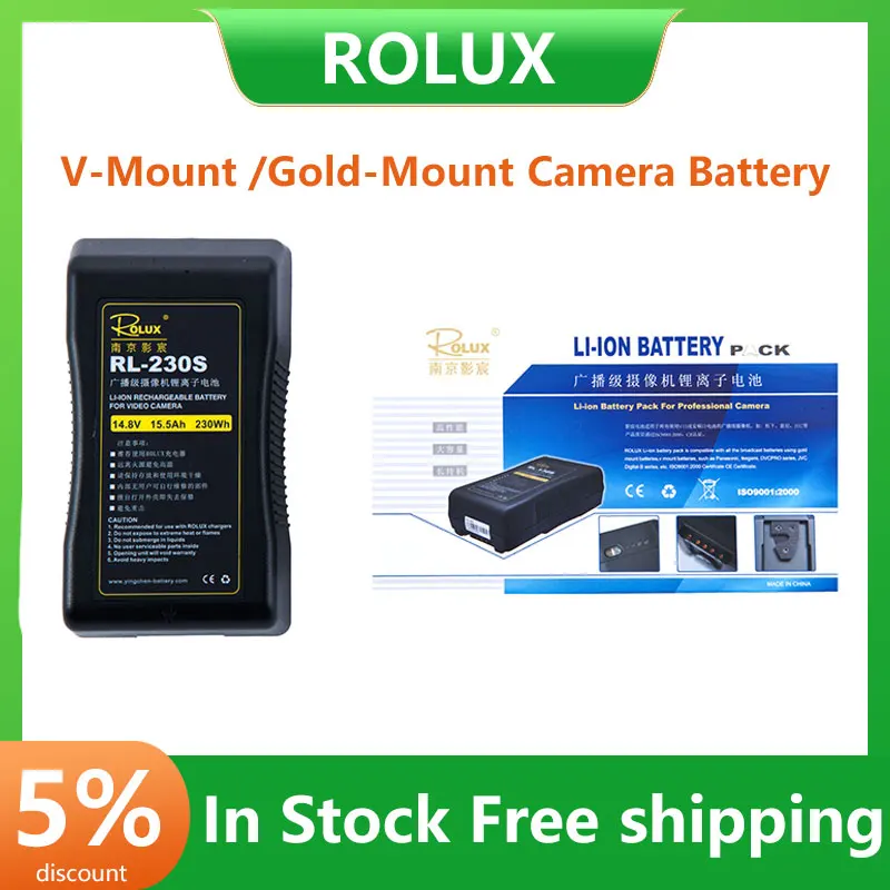 

ROLUX RL-230S V-Mount Camera Battery 230wh 14.8V Camera SONY Digital SLR Fill Light LiveLarge Capacity Anti - Fall