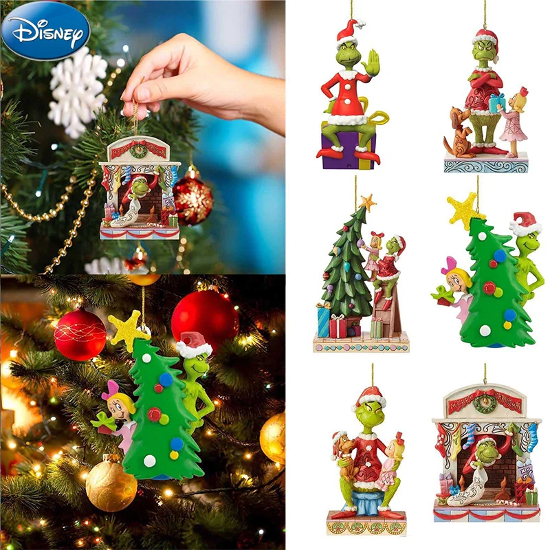 

Аксессуары Disney, плоские рождественские украшения «Grinch», Мультяшные Аниме фигурки, модель, подвеска для рюкзака, украшения для автомобиля, детская игрушка, подарок