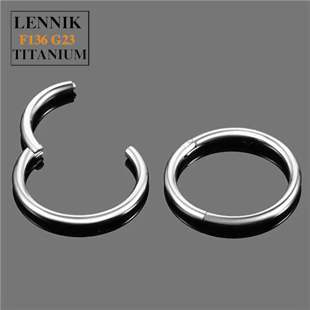 F136 G23 Titanium Piercing Nose Ring Hoops 16G 18G Septum Earring Jewelry Hinged Cartilage Tragus Daith Helix Piercing Lip Rings