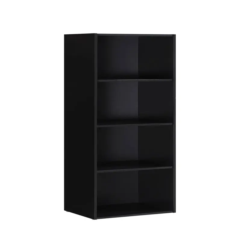 

Деревянный книжный шкаф с 4 полками, черная книжная полка, книжная полка для мебели, настенная книжная полка