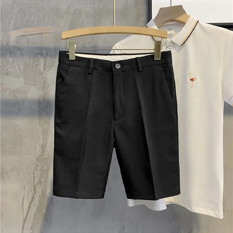 

2023 New High Quality Men's Summer Trend Casual Shorts Mid Waist Wild Youth Loose Solid Suit Shorts Bermuda Masculina A27