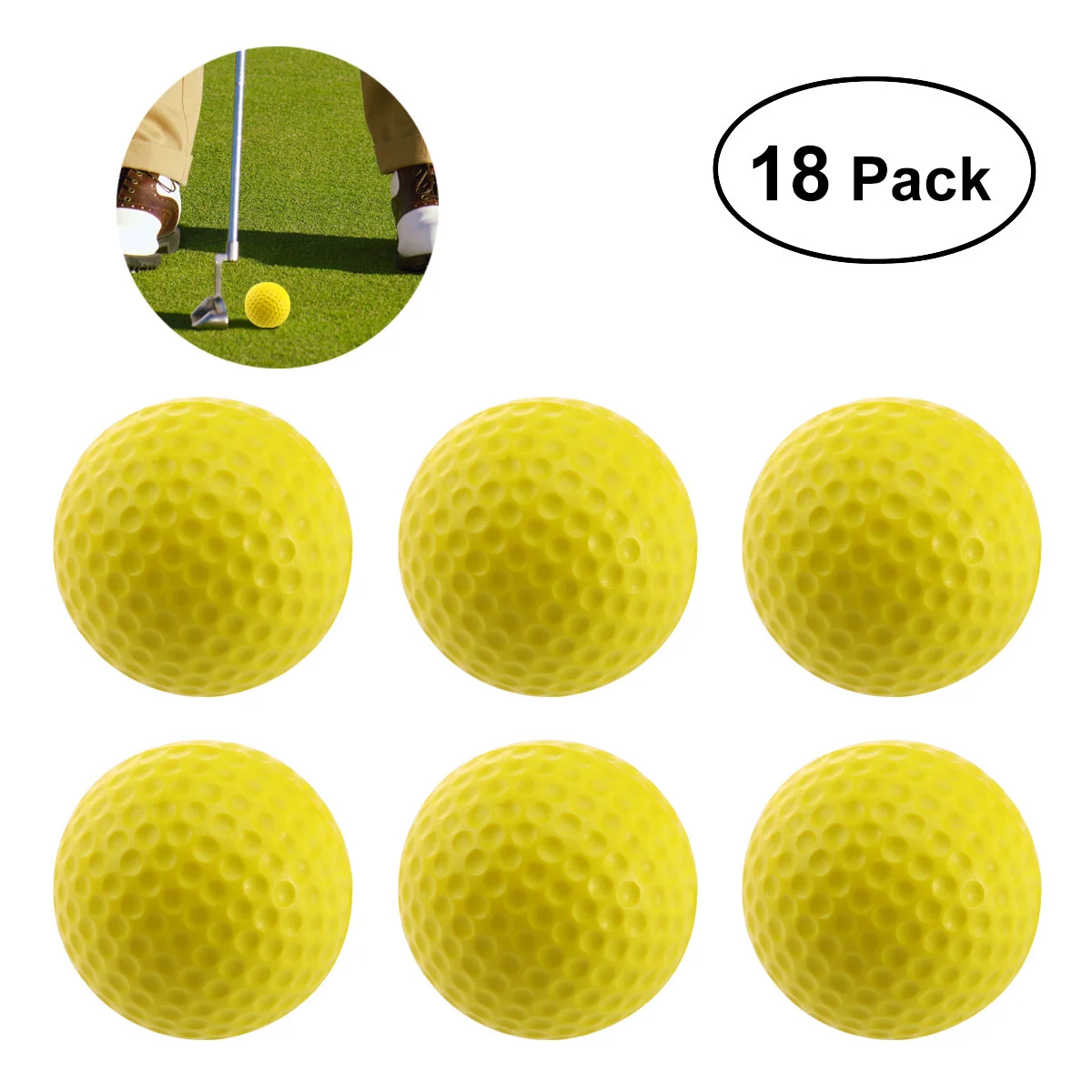 

WINOMO 18PCS Practice Balls Dimpled Elastic Indoor Outdoor Training Balls (Yellow)