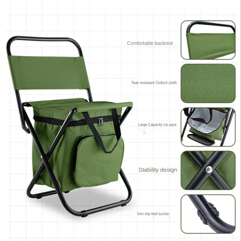 Outdoor Seat Ice Pack Insulation And Waterproof Tourist Chair Steel Pipe Thickened Camping Chair