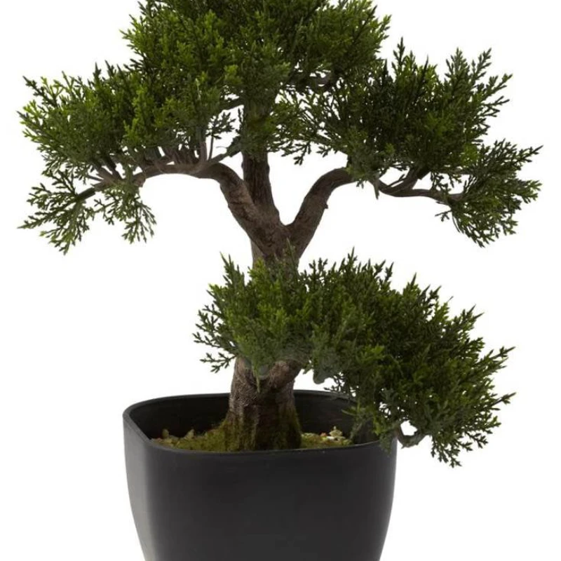 

15" Cedar Bonsai Artificial Plant, Green