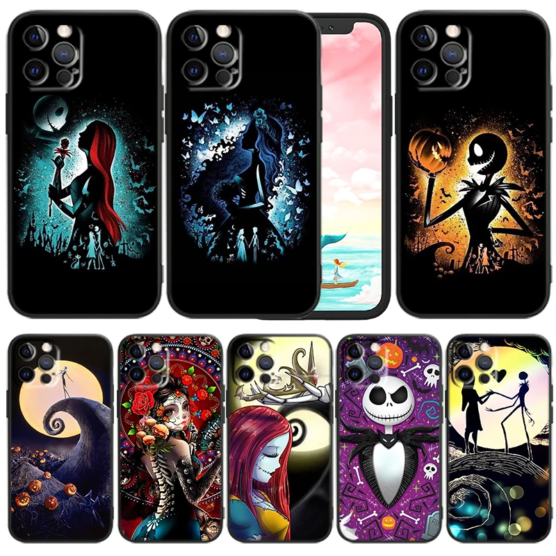 

Nightmare Christmas Jack Art Phone Case For iPhone 14 13 12 Mini 11 XS Pro Max X XR 8 7 6 Plus 5 SE 2020 Black Funda TPU Cover