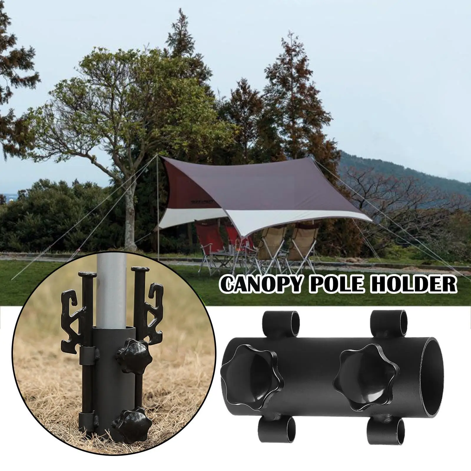 

Awning Rod Holder Iron Reinforced Large Aperture Canopy Poles Stand Tarp Pole Adjustable Fixator For Hiking Fishing Accesso N1F1