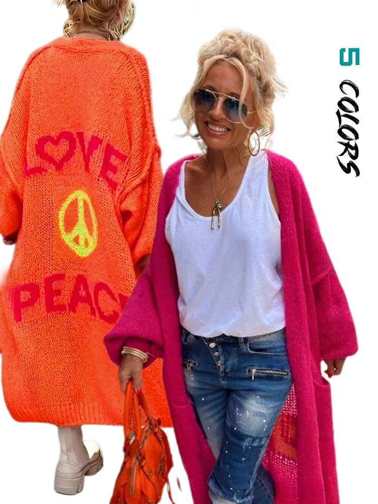 Женский вязаный кардиган составного кроя элегантная свободная Длинная Верхняя