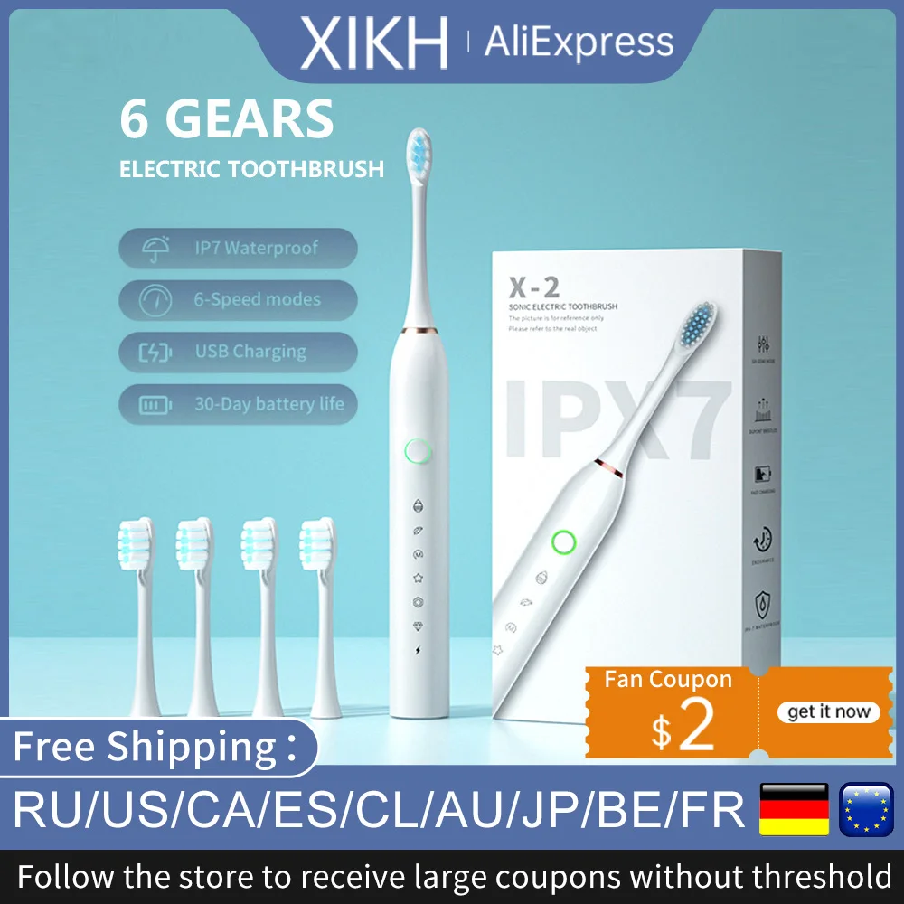 

XIKH6 Gear 8 Brush Head Sonic Electric Toothbrush Intelligent Home Waterproof Student Couples Adult Automatic Portable Teethers