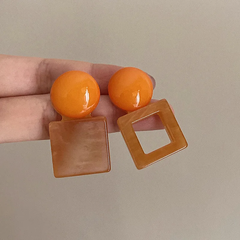 

2022 Korean Candy Color Resin Geometric Round Dangle Earrings Party Jewelry