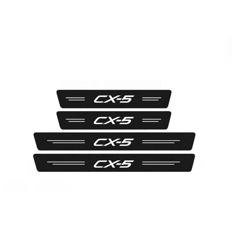 

Защитная наклейка на порог автомобиля, кожаные пороговые полоски из углеродного волокна для Mazda CX5, логотип, бампер багажника, защита от царапин, наклейки