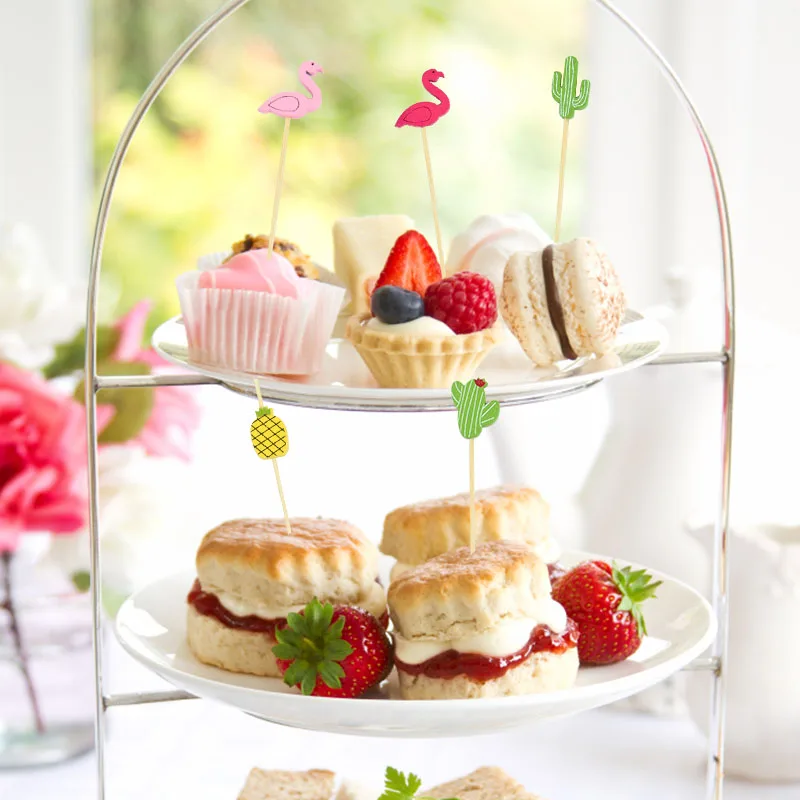 100 искусственный кактус в форме фламинго бамбуковая палочка Фруктовые палочки