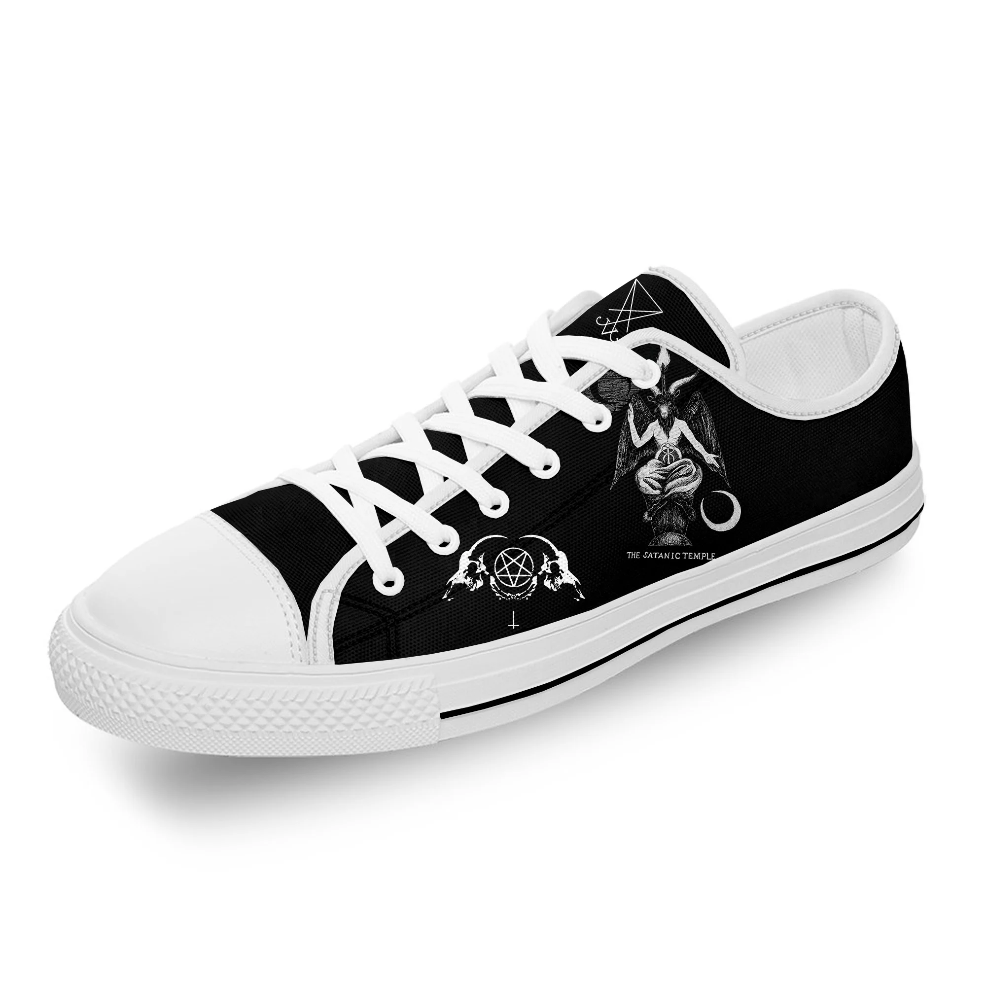 

Baphomet Lucifer Demon Death Evil Grim White Cloth 3D Print Low Top Canvas Shoes Men Women Lightweight Breathable Sneakers