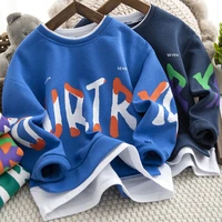 boy s hoody spring clothes for children 2022 spring and autumn new medium and big children trendy handsome fake two piece top
