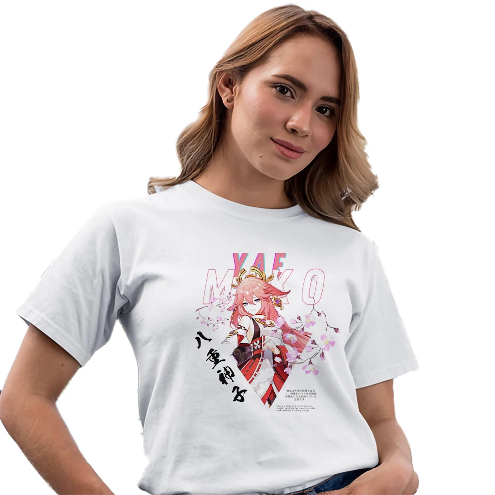 

Genshin Impact Yae Miko Cosplay Print T-shirt Adult Casual Summer Shirt