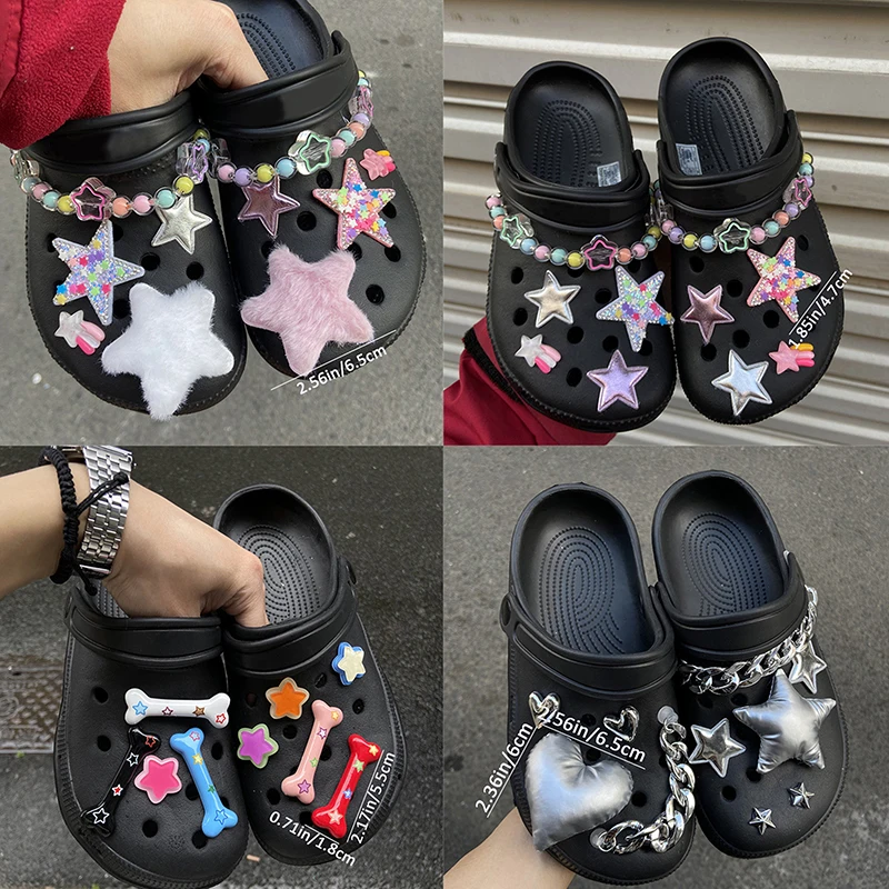 Y2K подвески для обуви DIY Красочные пятиконечные звезды декоративная пряжка