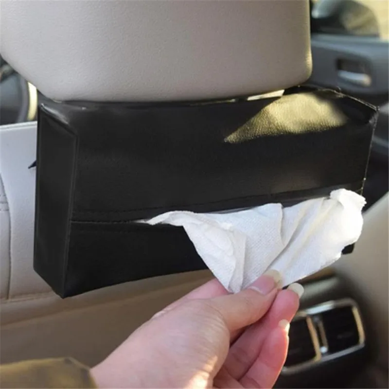 

New PU Leather Car Sun Visor Tissue Box Holder Stable Easy Installation Paper Napkin Storage Cover