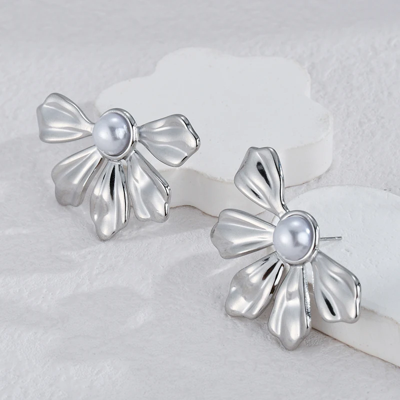 Женские серьги-гвоздики из нержавеющей стали золотого цвета