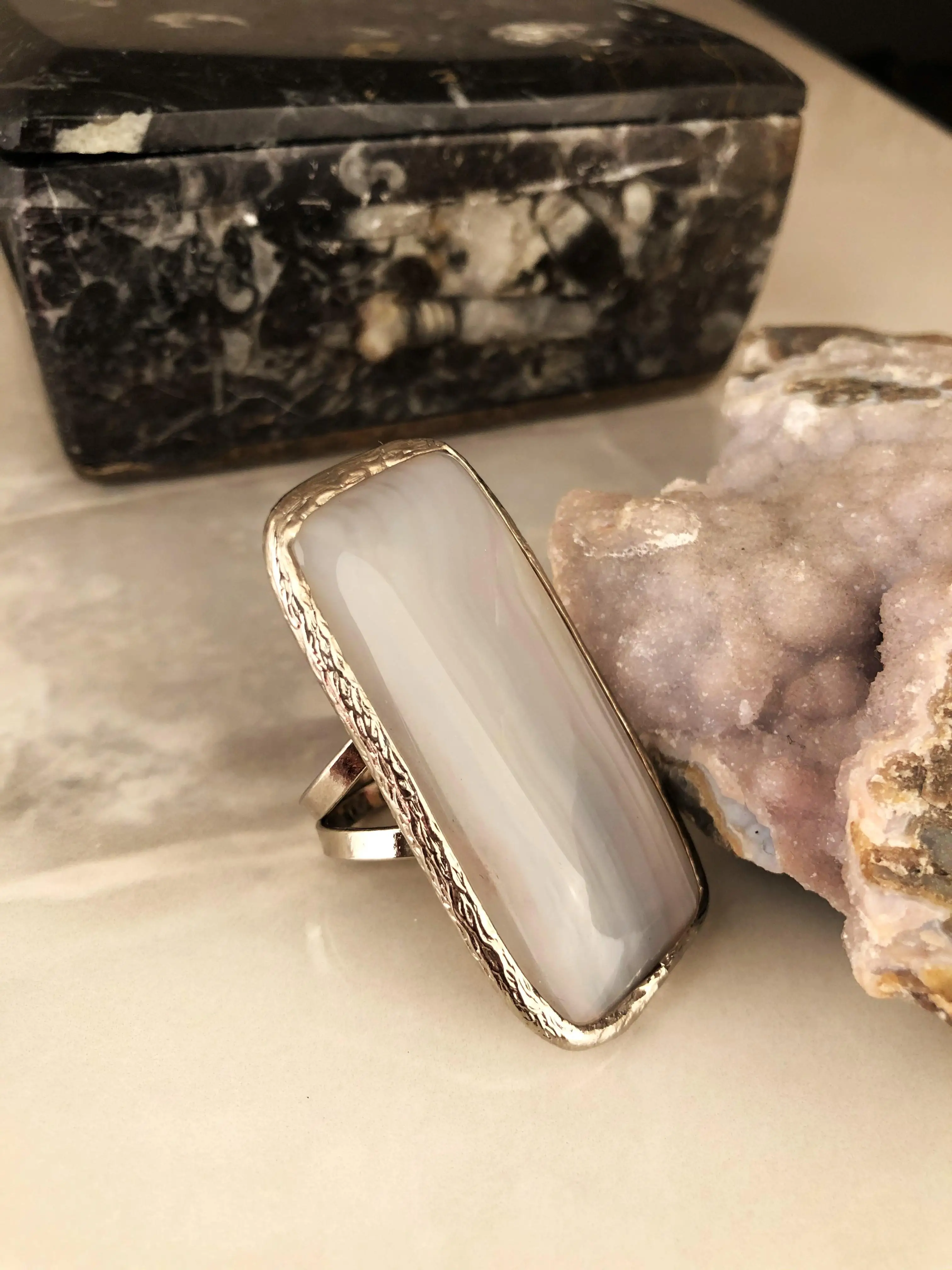 

Natural stone Women 'S Agate Stone Adjustable Ring Ahl11