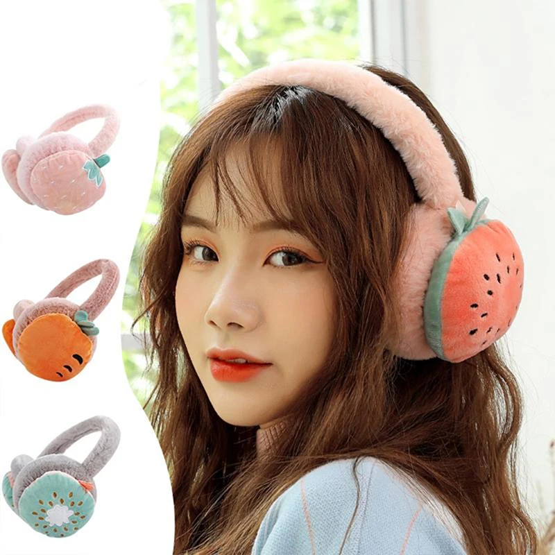 

Women Adjustable Kid Fruit Ear Muffs Warm Soft Fluffy Cute Earmuffs Winter Warm Outdoor Winter Warm Earmuff Ear Muffs for Girl
