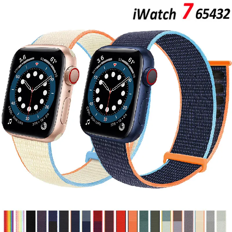 

Nylon Loop Strap For Apple Watch Band 44mm 45mm 38mm Breathable Bracelet 42mm 41mm 40mm Correa For iWatch Series 7 6 5 4 3 SE