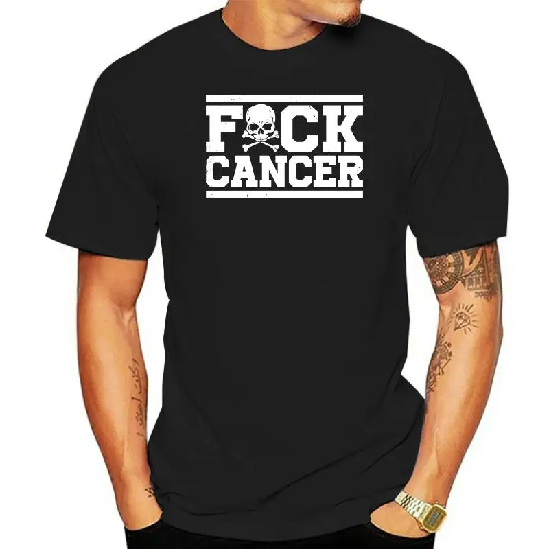 

2022 New Cool Tee Shirt Cancer Skull & Crossbones Men's T-Shirt Fashion Cotton T-shirt