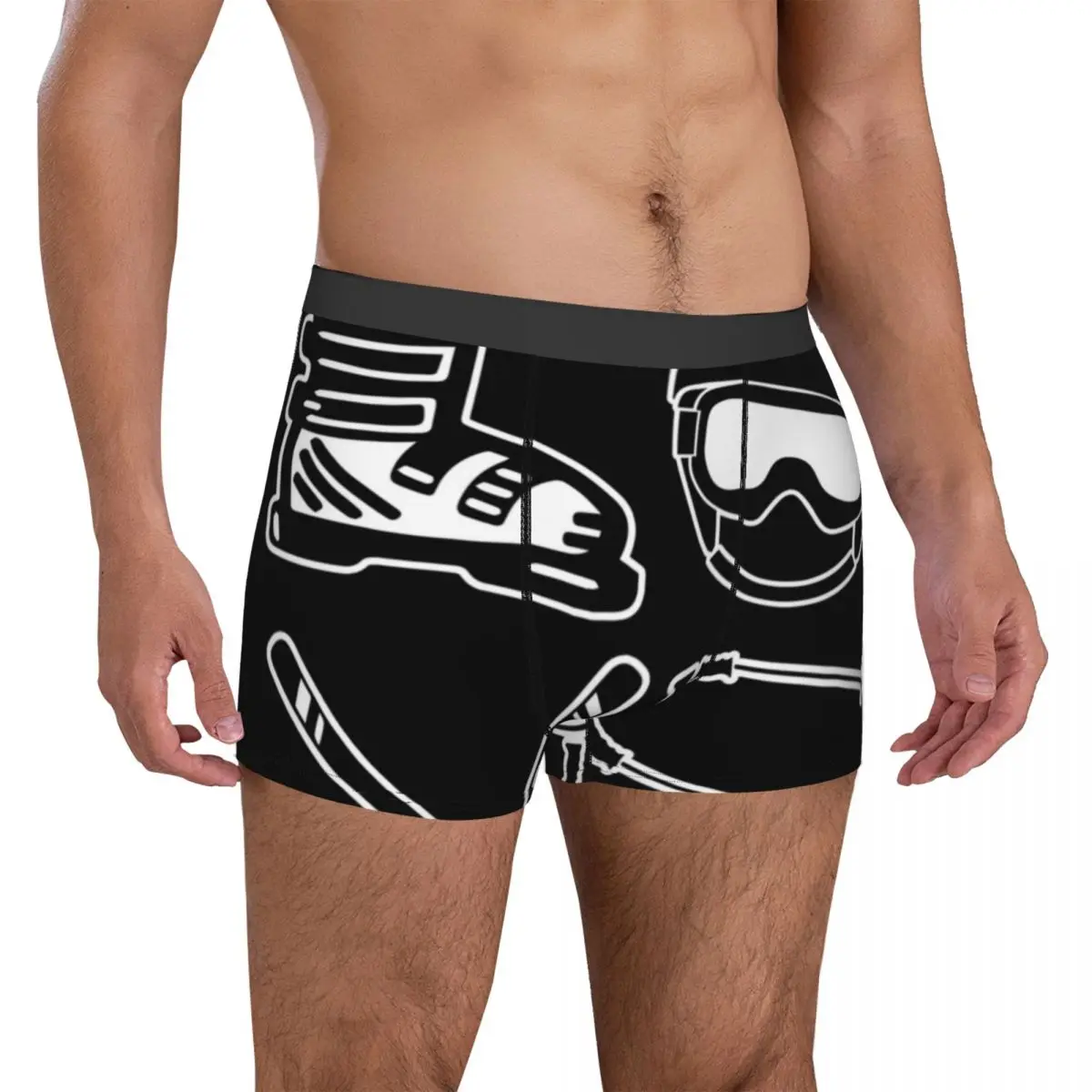 

Skier Underwear Skiing Love Breathable Panties Print Shorts Briefs 3D Pouch Men Large Size Boxer Shorts