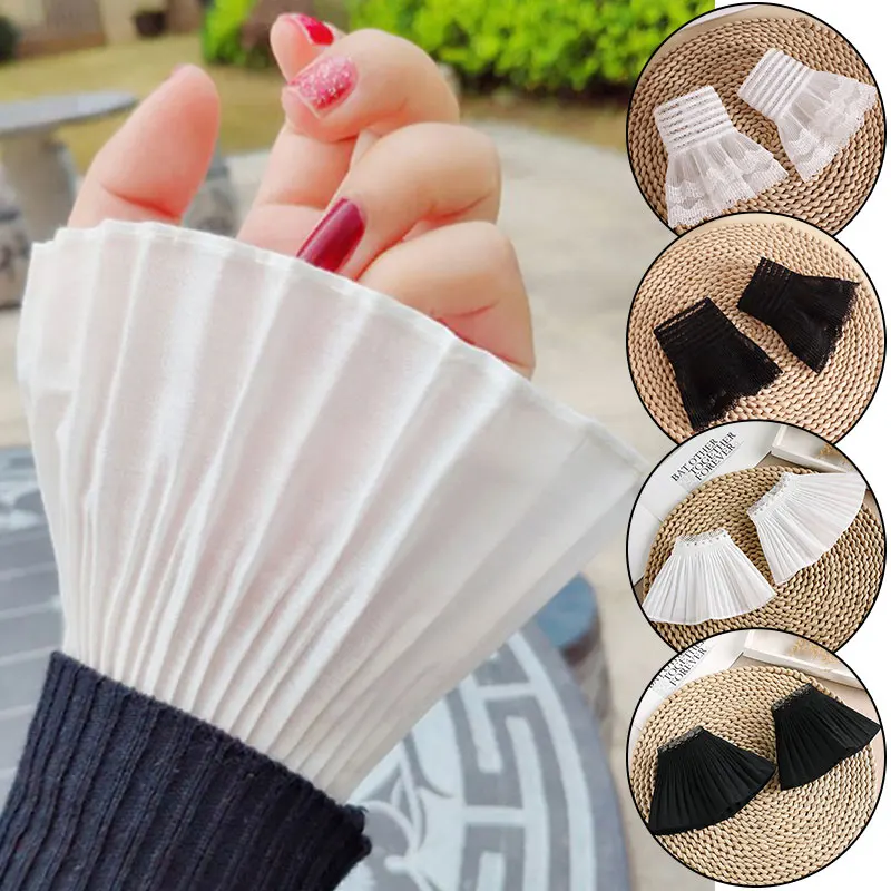 

Female Ruffles Elbow Sleeve Cuff Fake Sleeve Arm Cover Fake Flare Sleeves Wrist Warmers Sweater Lace Cutout Scar Cover Gloves