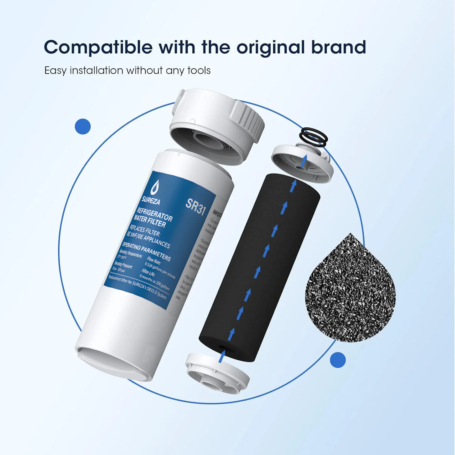 Замена фильтра для воды GE XWF холодильника (не XWFE) 1-3 упаковки