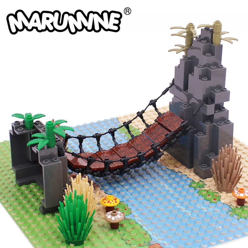 

Marumine MOC Blocks Drawbridge Set Mountain Jungle Forest Construction Build Bricks Parts Accessories Model Kit 6083 6082 63141