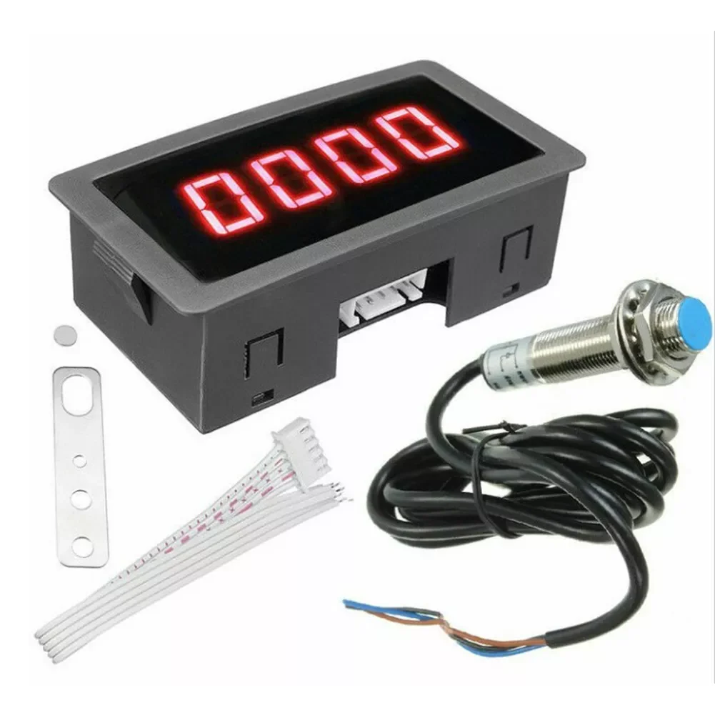 

Digital Blue Green Red LED Tachometer RPM Speedometer + Hall Proximity Switch Sensor 4-digits Display, Clear And Easy For Read