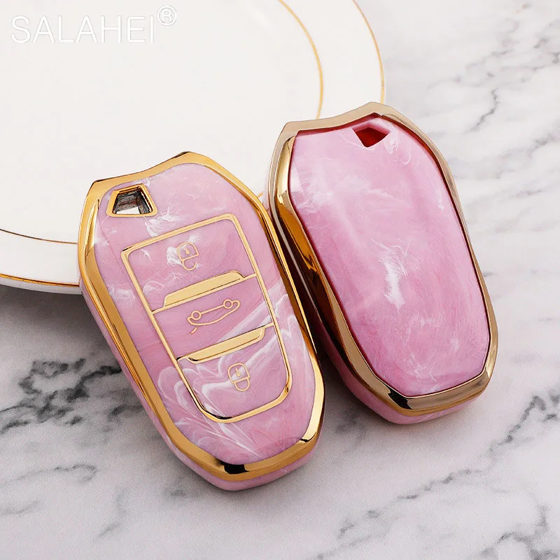 

For Peugeot 308 408 508 2008 3008 4008 5008 Citroen C4 C4L C6 C3-XR Soft TPU Car Key Case Cover Smart Shell Interior Accessories