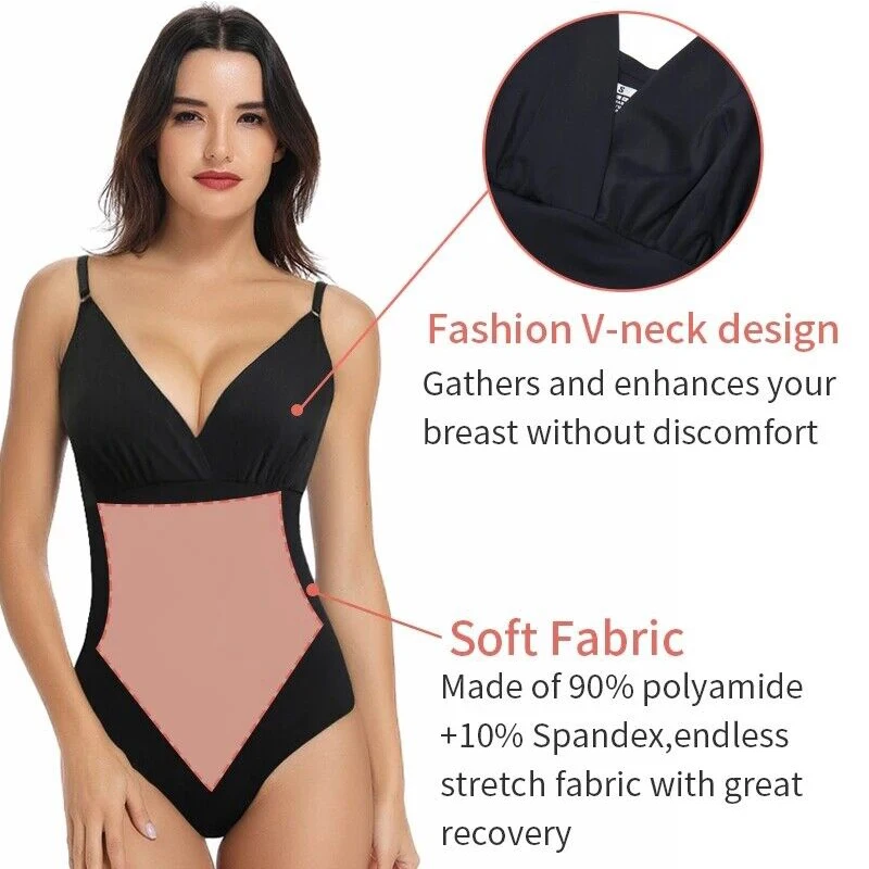 Seamless Women Shapewear Bodysuit V-Neck Tummy Control Body Shaper Waist Trainer Slimming Underwear Fajas Colombianas Briefer