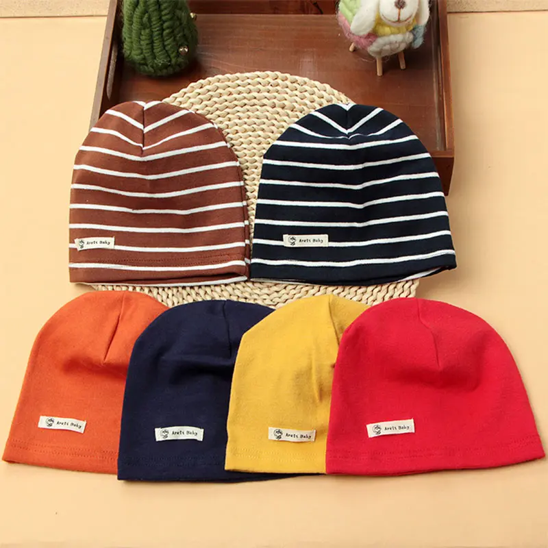 

Single Layer Thin Spring and Autumn Children's Cotton Knitted Hat Baby Hat Newborn Baby Solid Color Pullover Hat