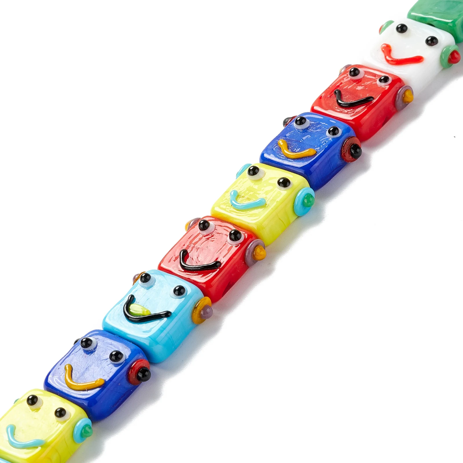 

1 Strand Robot Head Lampwork Beads Smile Face Bumpy Glass Bead Colored Necklace Bracelet DIY Jewelry Craft Making Accessories