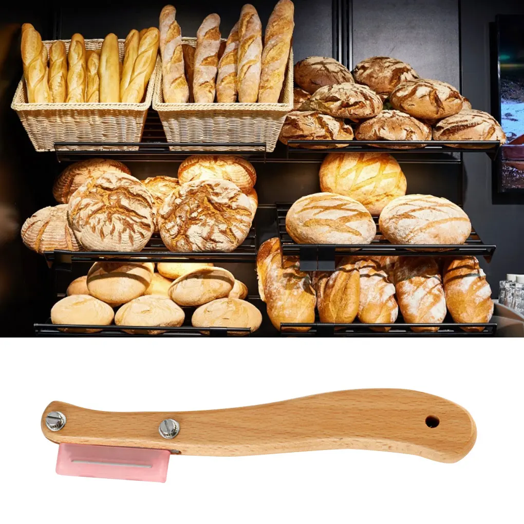 

Arc Curved Bread Slicer Baguette Toast Bread Slicing Decorating Tool Wooden Handle Baking Tool Hot Sale