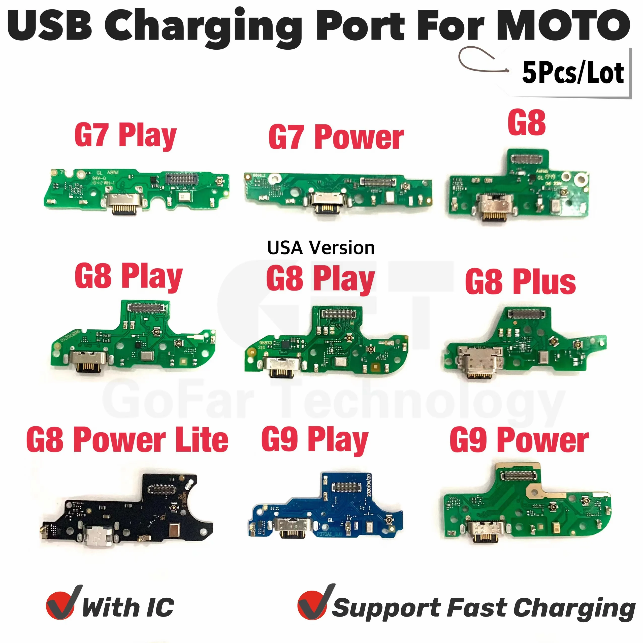 

5Pcs Charging Port Flex Dock Connector Charging Charger Port Board For Motorola Moto G6 G7 G8 G9 Play Plus Power USB Flex Cable
